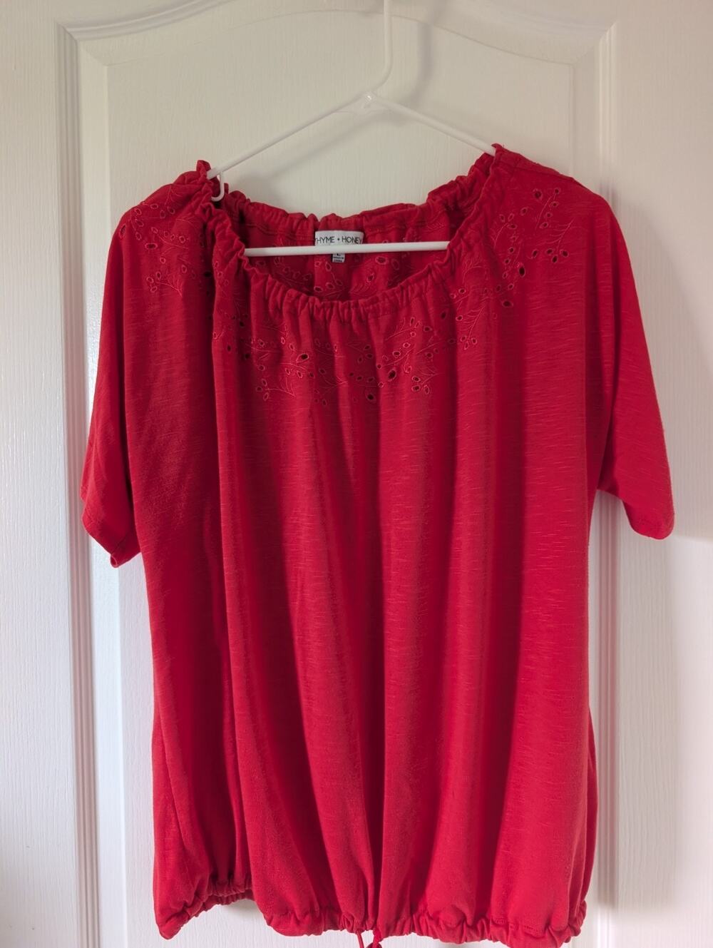 Thyme & Honey Cottage Short Sleeve Blouse Cotton Blend size Large